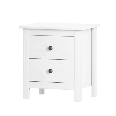 Noční stolek TORINO 2Z bílý, kovové úchytky
