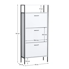 Botník, 3-řadý, bílá, TREDIS