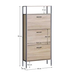 Botník, 3-řadý, dub, TREDIS