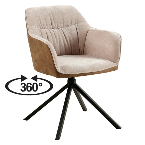 Otočná jídelní židle SINES - hnědá/béžová