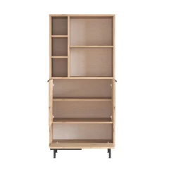 VERACRUZ vysoká skříňka na mikrovlnku, sepet/jutový vzor