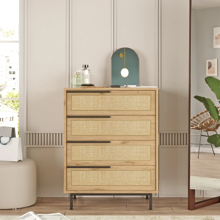 Komoda MANTE - dub/jutový vzor