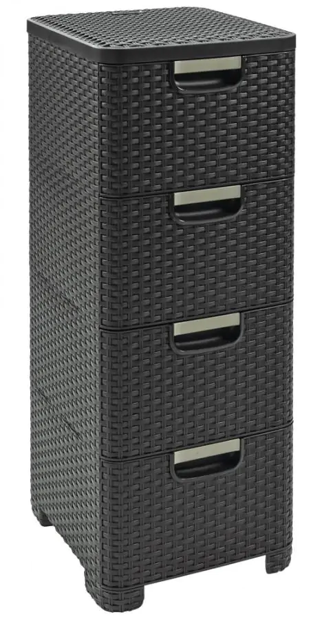 Curver Skříňka RATTAN STYLE 4x14L - hnědá