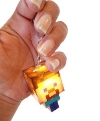 Dětská svítící klíčenka Minecraft Steve s kroužkem