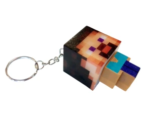 Dětská svítící klíčenka Minecraft Steve s kroužkem