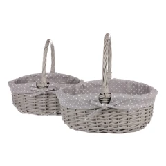 Koš proutěný - s uchem, šedý, s látkou, cena za sadu 2 ks PRN2010 GREY