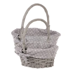 Koš proutěný - s uchem, šedý, s látkou, cena za sadu 2 ks PRN2011 GREY