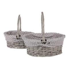 Koš proutěný - s uchem, šedý, s látkou, cena za sadu 2 ks PRN2011 GREY