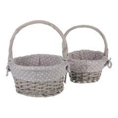 Koš proutěný - s uchem, šedý, s látkou, cena za sadu 2 ks PRN2011 GREY
