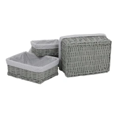 Koš regálový - proutěný, šedý s látkou, cena za sadu 5 ks PRN2013 GREY