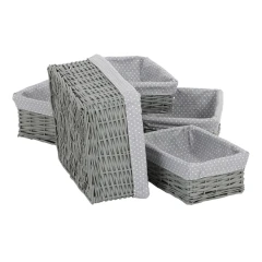 Koš regálový - proutěný, šedý s látkou, cena za sadu 5 ks PRN2013 GREY