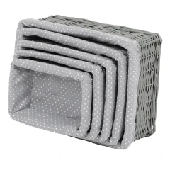 Koš regálový - proutěný, šedý s látkou, cena za sadu 5 ks PRN2013 GREY