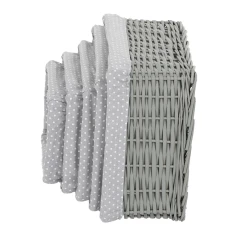 Koš regálový - proutěný, šedý s látkou, cena za sadu 5 ks PRN2013 GREY