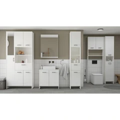 Vysoká skříňka 4 dveře + 1 zás. KORAL bílá