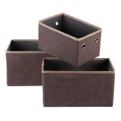 Koš látkový - skládací, hnědý, cena za sadu 3 ks