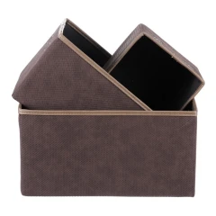 Koš látkový - skládací, hnědý, cena za sadu 3 ks