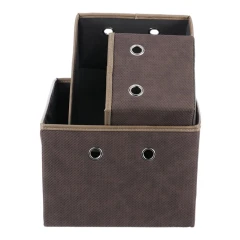 Koš látkový - skládací, hnědý, cena za sadu 3 ks