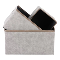 Koš látkový - skládací, cappuccino, cena za sadu 3 ks