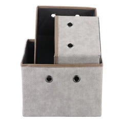 Koš látkový - skládací, cappuccino, cena za sadu 3 ks