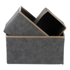 Koš látkový - skládací, šedý, cena za sadu 3 ks