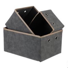 Koš látkový - skládací, šedý, cena za sadu 3 ks