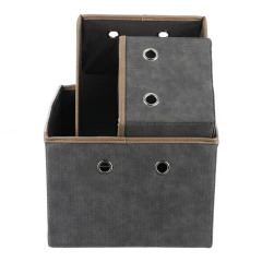 Koš látkový - skládací, šedý, cena za sadu 3 ks