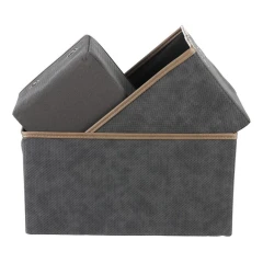 Koš látkový - skládací, šedý, cena za sadu 3 ks