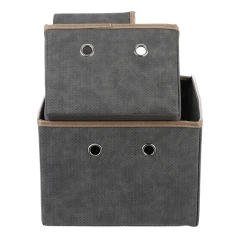 Koš látkový - skládací, šedý, cena za sadu 3 ks