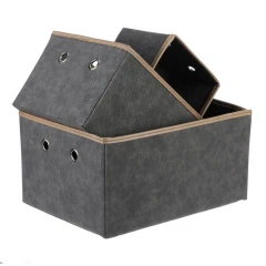 Koš látkový - skládací, šedý, cena za sadu 3 ks