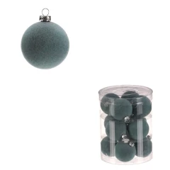 Kulaté sametové ozdoby - pr. 5 cm, mentolové, cena za balení (12 ks)