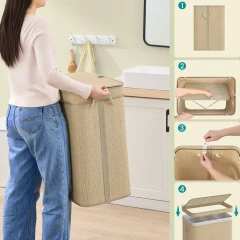 Koš na prádlo, bambus, přírodní, APK-E1067 NAT