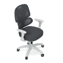 Dětská židle, výškově nastavitelná, šedá síťovina, KA-K1063 GREY