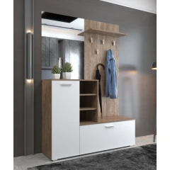 Předsíňová sestava, dub ansberg/bílá, VETLANDA