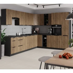 Vysoká skříňka na troubu a mikrovlnou troubu, ořech okapi/černá, MENZO 60 DPM-210 2F