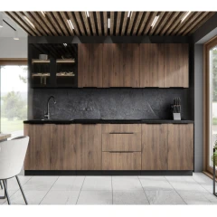 Vysoká skříňka na troubu a mikrovlnou troubu, ořech okapi/černá, MENZO 60 DPM-210 2F