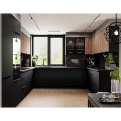 Vysoká skříňka na troubu a mikrovlnou troubu, ořech okapi/černá, MENZO 60 DPM-210 2F