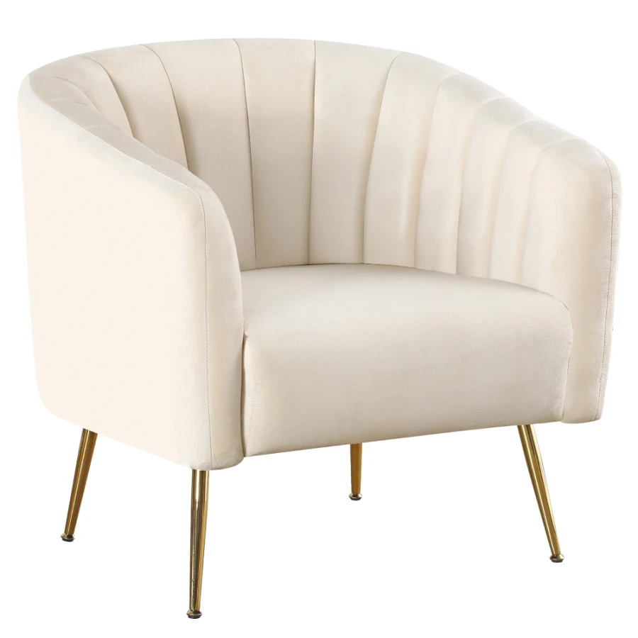 Designové křeslo BAGY - béžová/gold chrom-zlatý