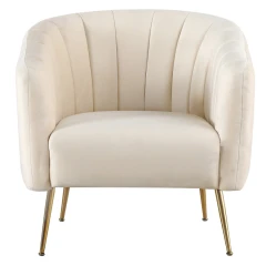 Designové křeslo, béžová Velvet látka/gold chrom-zlatý, BAGY