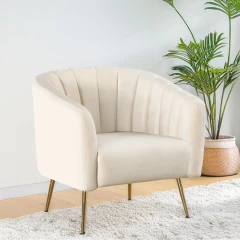 Designové křeslo, béžová Velvet látka/gold chrom-zlatý, BAGY