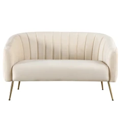 Designový 2-sed, béžová Velvet látka/gold chrom-zlatý, BAGY