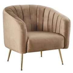 Designové křeslo BAGY - hnědá /gold chrom-zlatý