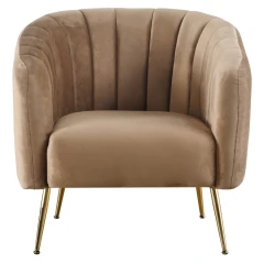 Designové křeslo, hnědá Velvet látka/gold chrom-zlatý, BAGY