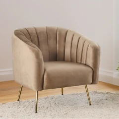 Designové křeslo, hnědá Velvet látka/gold chrom-zlatý, BAGY