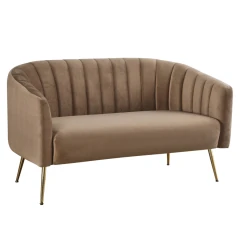 Designový 2-sed, hnědá Velvet látka/gold chrom-zlatý, BAGY