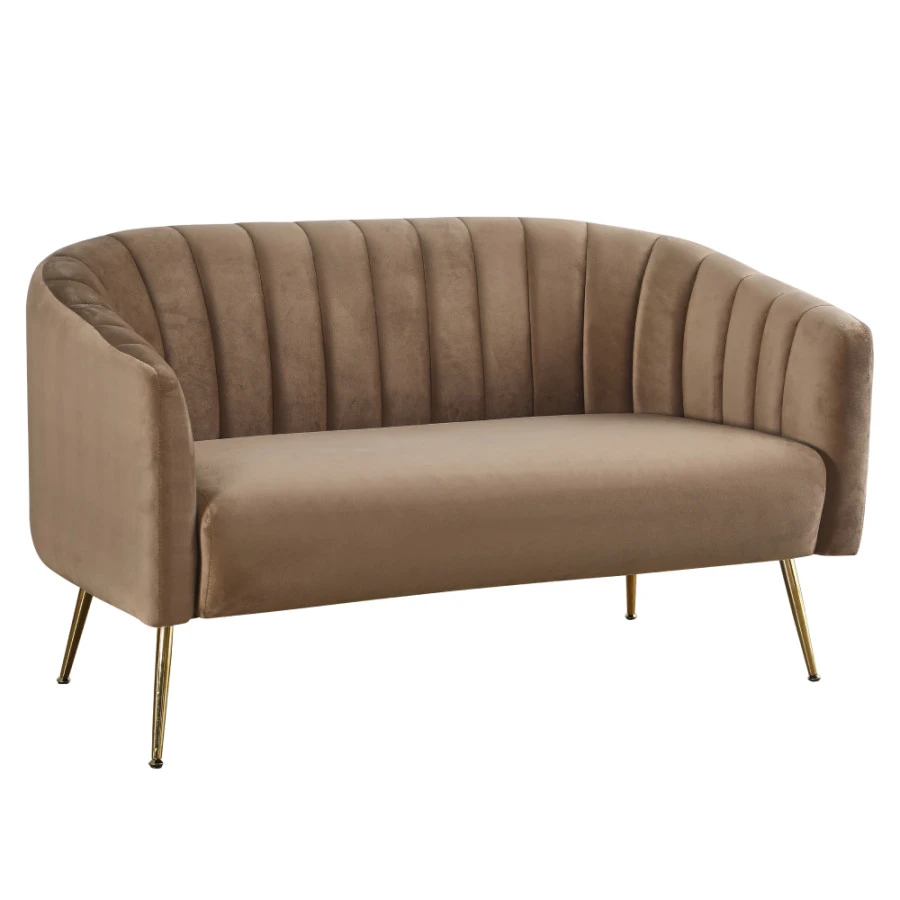 Designový 2-sed BAGY - hnědá/gold chrom-zlatý