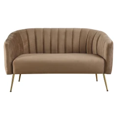 Designový 2-sed, hnědá Velvet látka/gold chrom-zlatý, BAGY