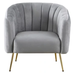 Designové křeslo, šedá Velvet látka/gold chrom-zlatý, BAGY