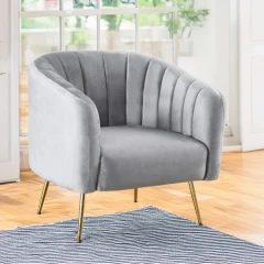 Designové křeslo, šedá Velvet látka/gold chrom-zlatý, BAGY