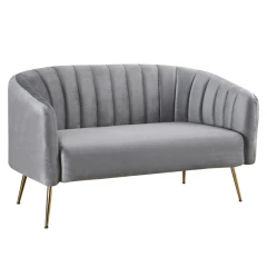 Designový 2-sed, šedá Velvet látka/gold chrom-zlatý, BAGY