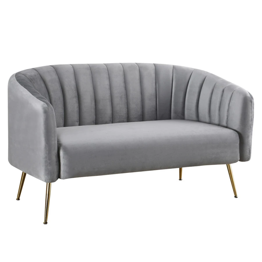 Designový 2-sed BAGY - šedá/gold chrom-zlatý